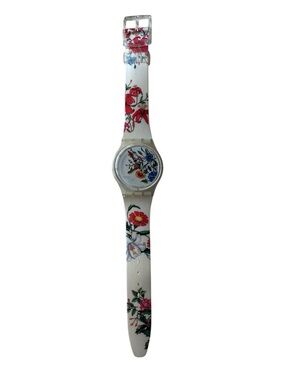 Swatch Unisex Vintage 2002 Spring Touch GW132 White Floral Print Watch